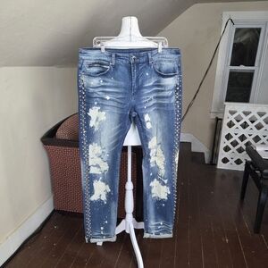 Rockstar Original RSM 210 Men’s Jeans  Size 36 Studded Paint Splatter